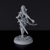 Miniature of Elf Female Fighter with bow and sword - dedicated warrior set to army for fantasy tabletop RPG games