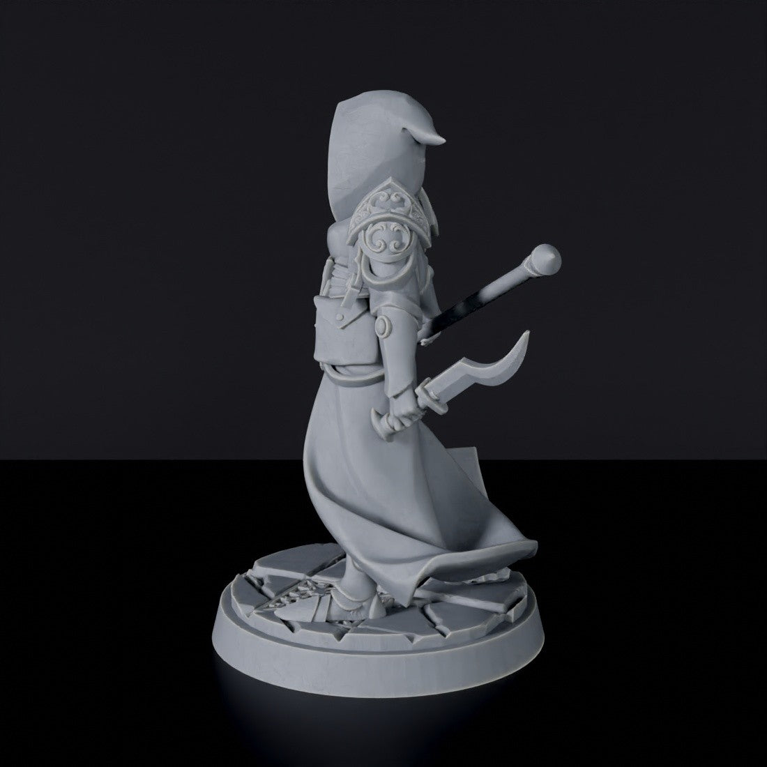 Miniature of Human Female Warlock with staff - dedicated magic set for fantasy tabletop roleplaying games and collectors