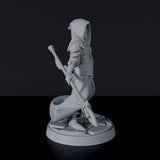 Dedicated set for fantasy tabletop RPG army - magic Human Female Wizard miniature of magic warlock with staff and cloak