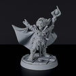 Miniature of Gnome Female Wizard with staff and cloak for fantasy tabletop role-playing games