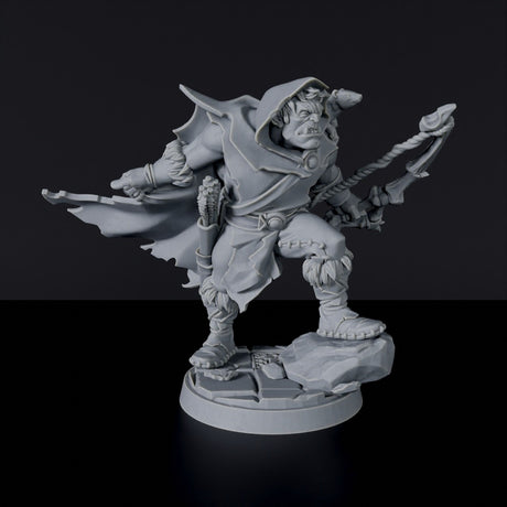 Miniature of Half-Orc Male Ranger - fighter with bow, quiver and cloak for fantasy tabletop role-playing games