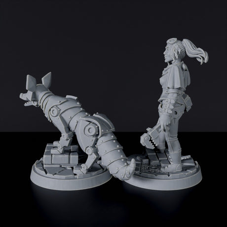 Miniature of Elf Female Engineer & Fox  - dedicated fantasy set for tabletop RPG games and collectors