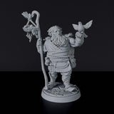 Miniature of Half-Giant Male Druid - wizard with staff and bird for fantasy tabletop role-playing games