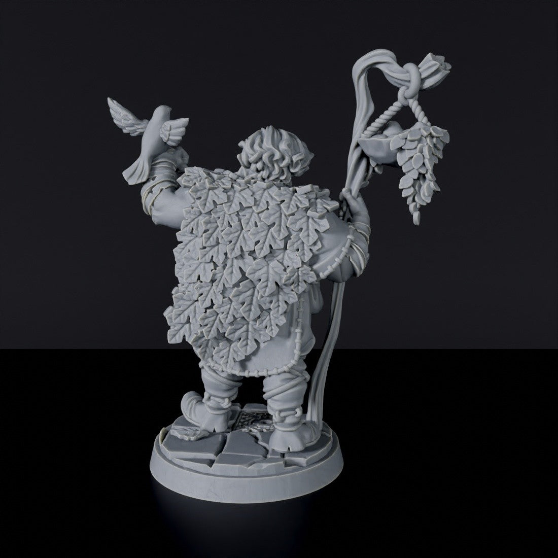 Miniatures of Half-Giant Male Druid with bird and staff - dedicated wizard set to army for fantasy tabletop RPG games