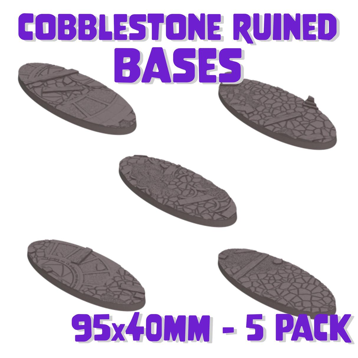 95x40mm Cobblestone Ruins Round Bases (Set of 5)