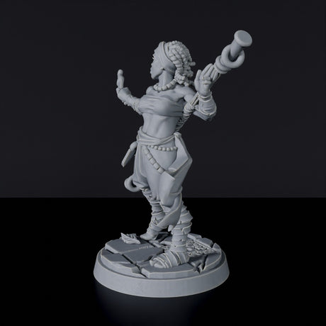 Miniature of Human Female Monk with knife and staff - dedicated fantasy set for tabletop RPG games and collectors