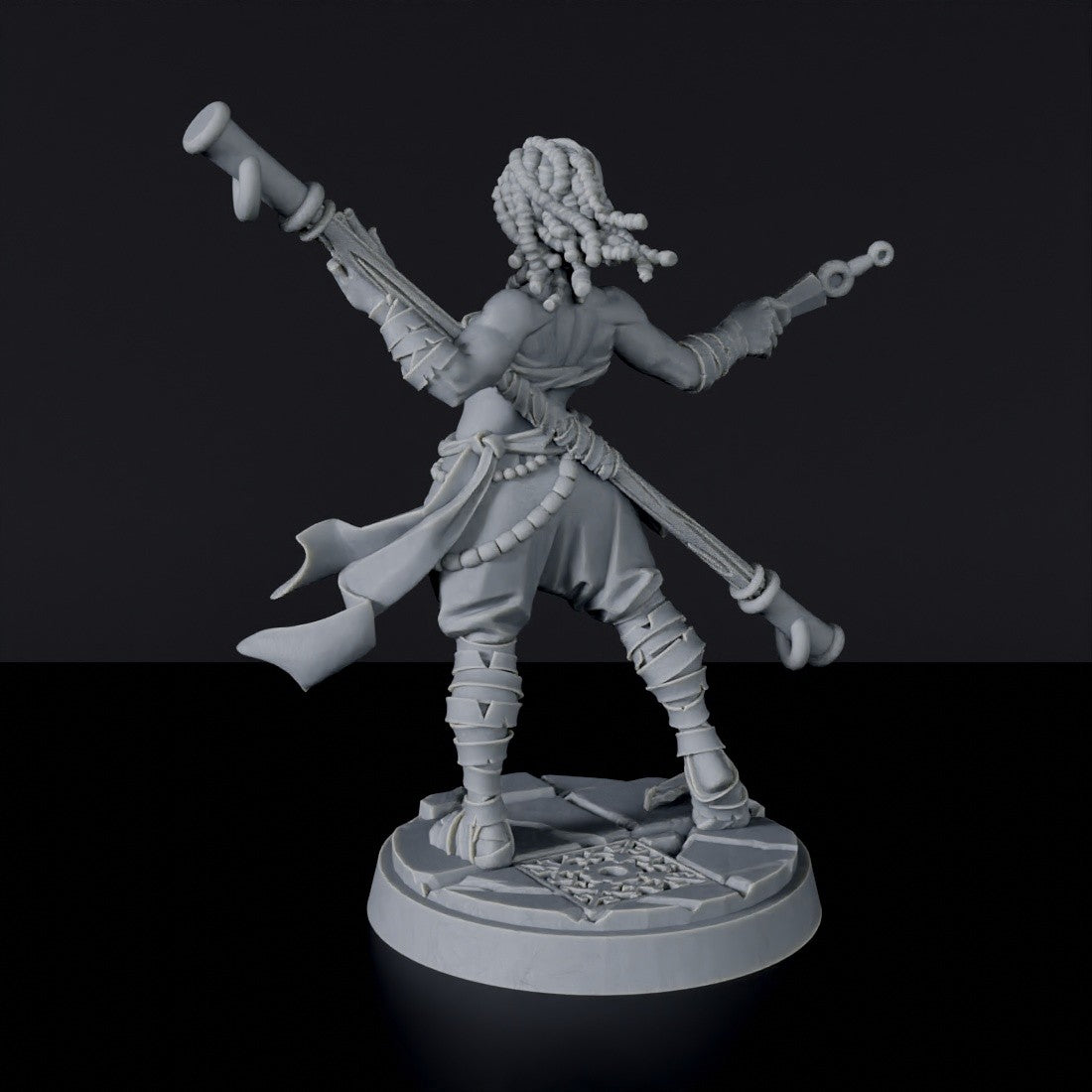 Miniature of Human Female Monk with staff - dedicated set to army for fantasy tabletop RPG games