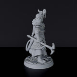 Dedicated set for tabletop RPG army - Tiefling Female Cleric fantasy miniature with helmet, cloak and pick