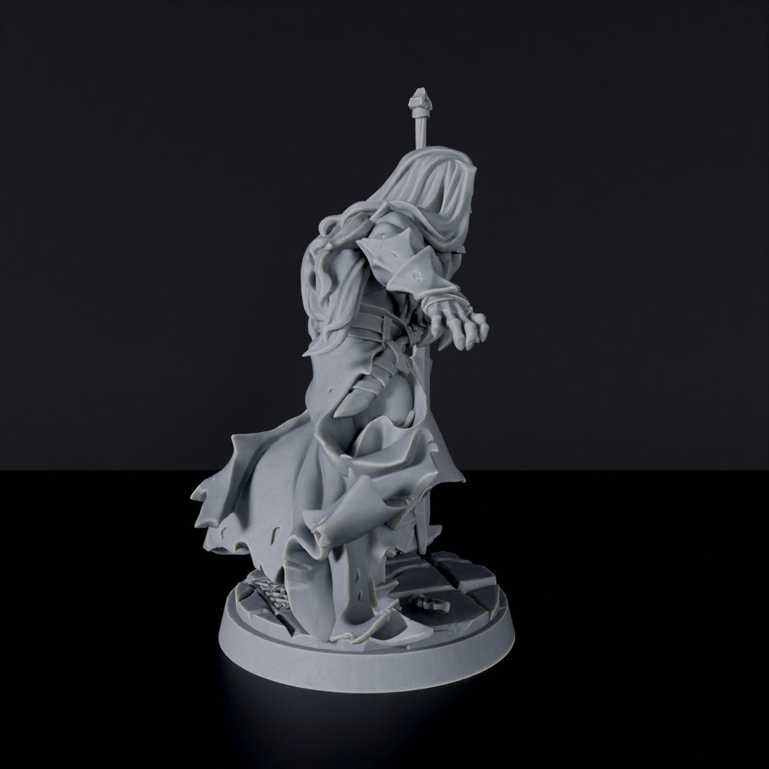Fantasy set for tabletop RPG games and collectors - Dhampir Male Fighter miniature of vampire warrior with sword
