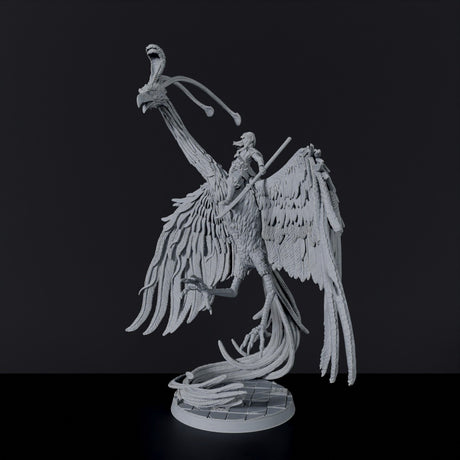 Miniature of Takiyasha on Suzaku warrior with sword on flying bird beast - Mythborn Yokai set for Bloodfields RPG wargame