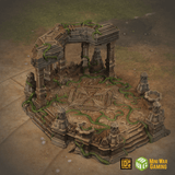 Ancient Ruined Stone Temple in Jungle Setting