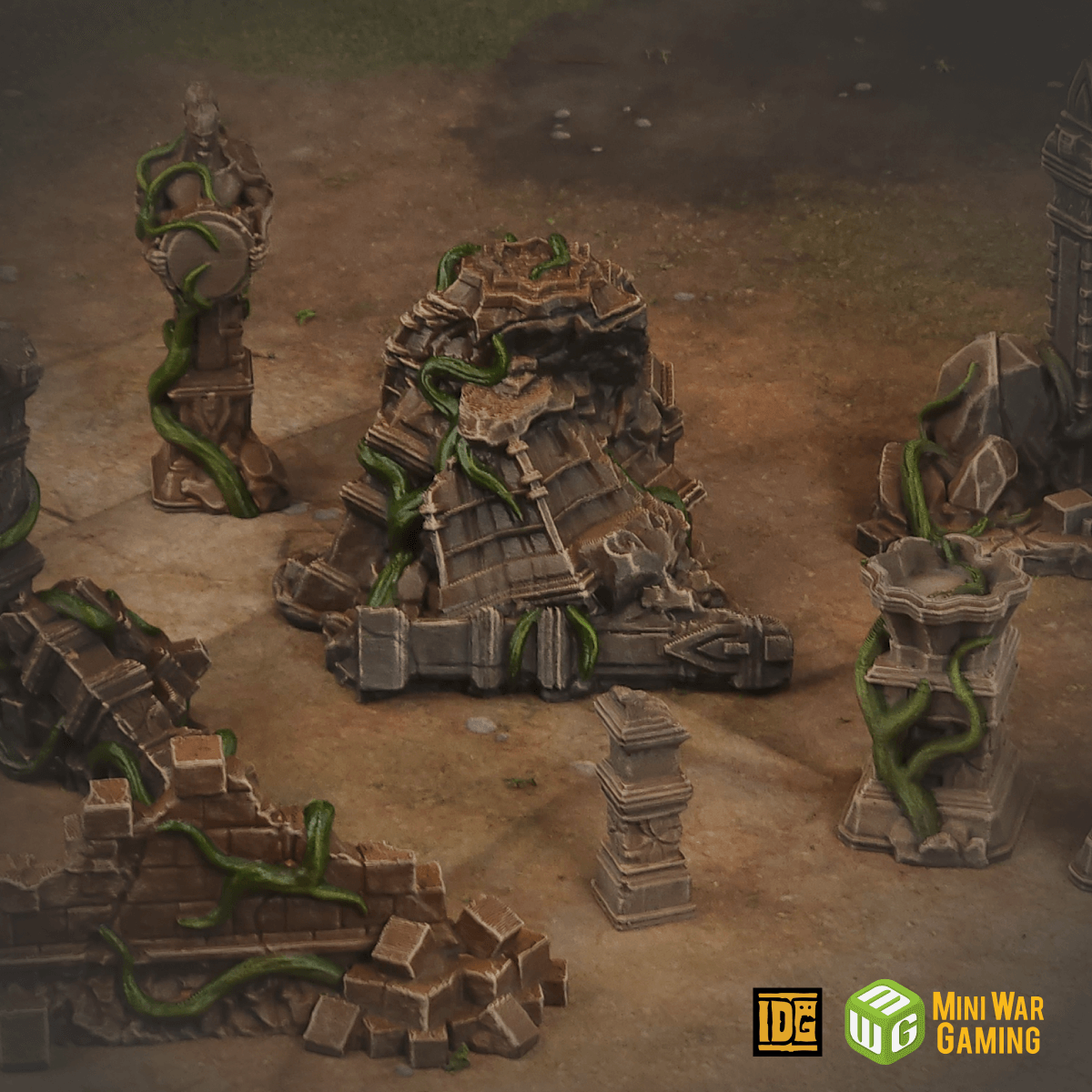 Set of Ancient Stone Scatter Terrain in Jungle Temple Ruins (STL)