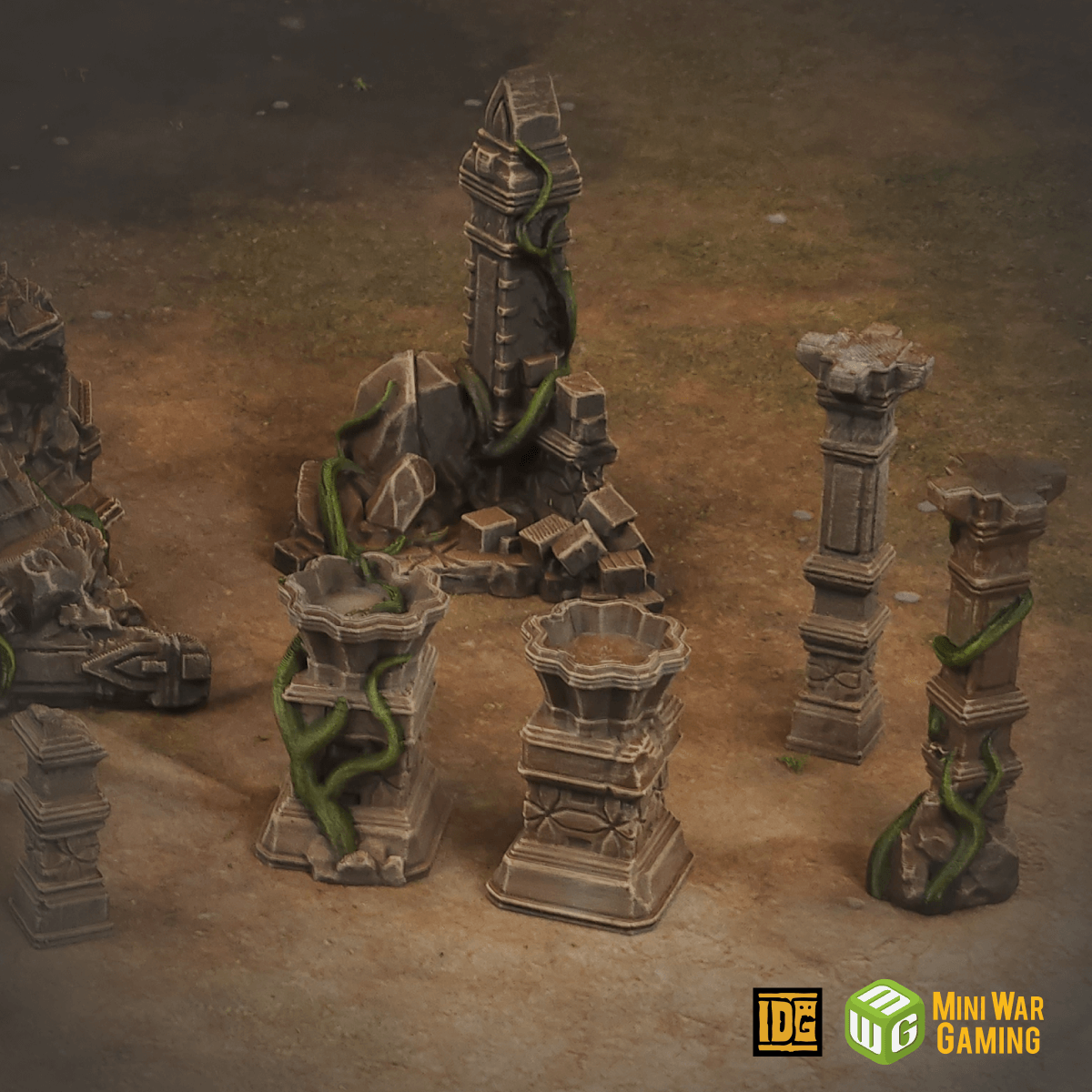 Set of Ancient Stone Scatter Terrain in Jungle Temple Ruins (STL)