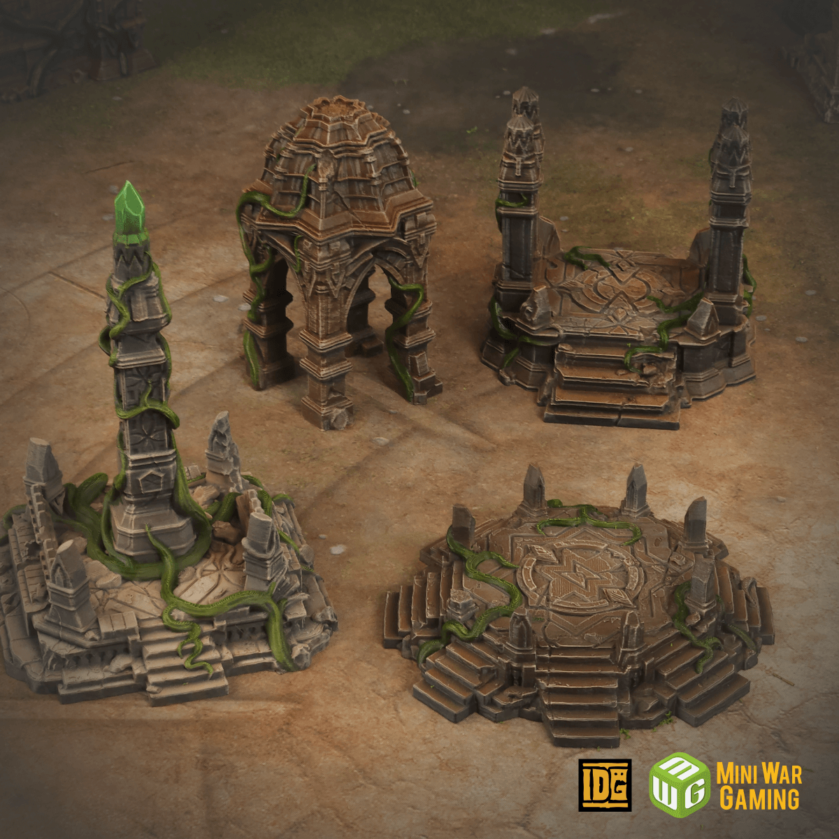 Set of Sacred Stone Shrines in Jungle Temple Ruins