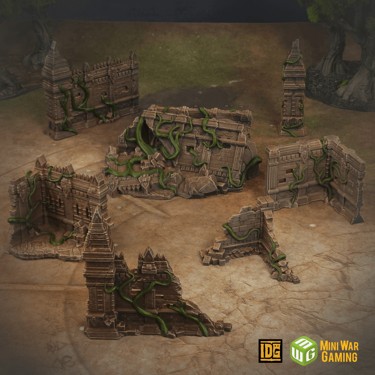 Set of Large Ancient Stone Ruins in Jungle Temple Setting