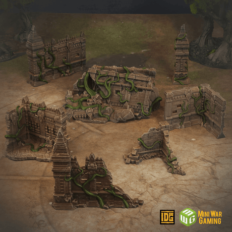 Set of Large Ancient Stone Ruins in Jungle Temple Setting