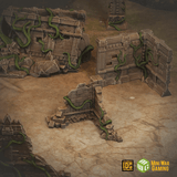 Set of Large Ancient Stone Ruins in Jungle Temple Setting