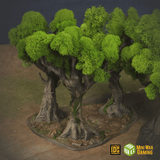 Set of Six Ancient Trees in Jungle Temple Ruins