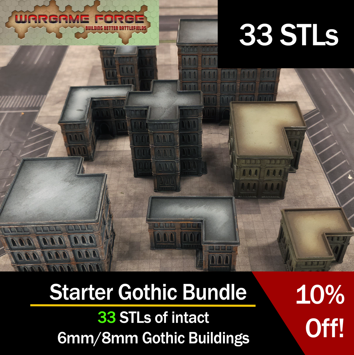 6mm / 8mm Gothic Building Starter Bundle (33 STLs)