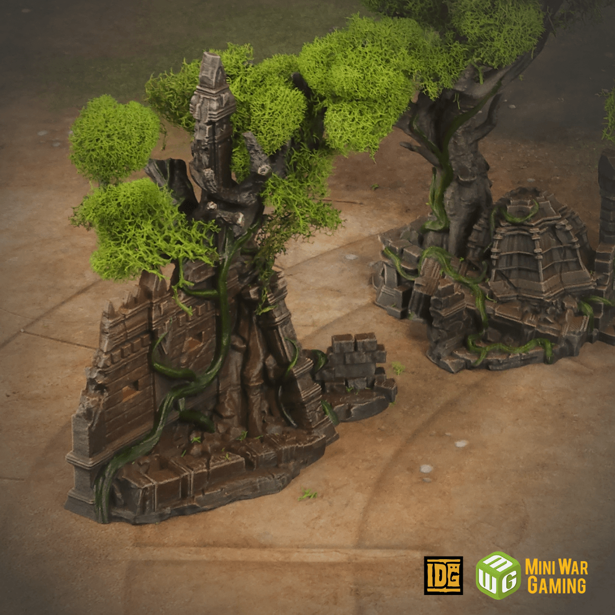 Set of Three Large Ancient Trees in Jungle Temple Ruins (STL)