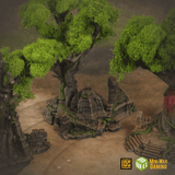 Set of Three Large Ancient Trees in Jungle Temple Ruins (STL)