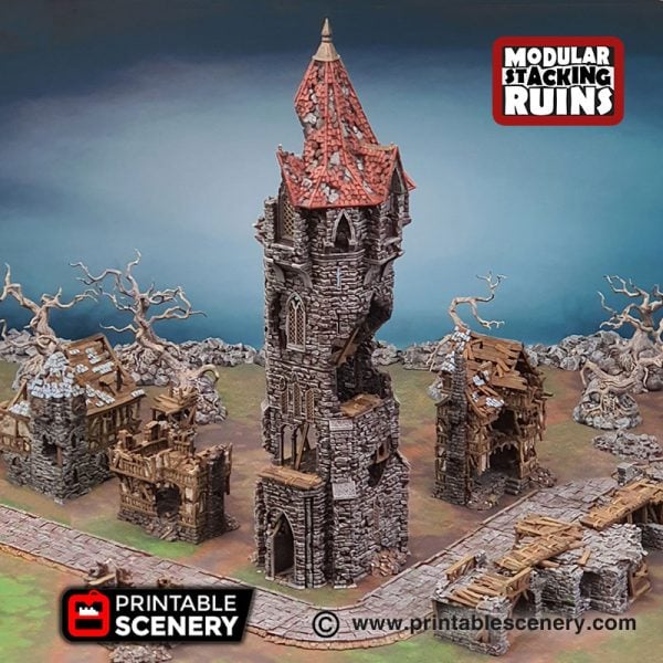 Tower Ruins/Outpost/tabletop gaming terrain/watch tower/ruined keep hot - Playable for 28mm gaming miniatures