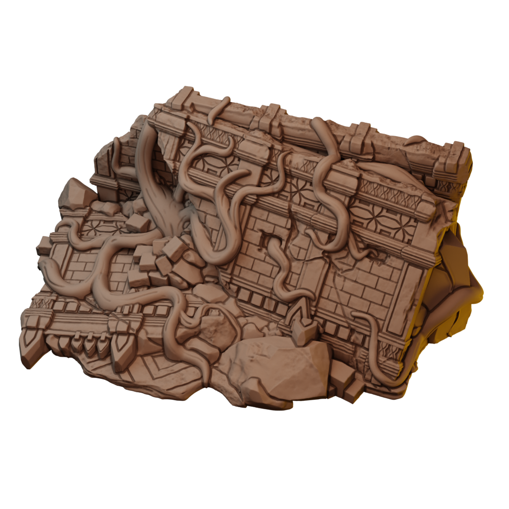 Set of Large Ancient Stone Ruins in Jungle Temple Setting (STL)