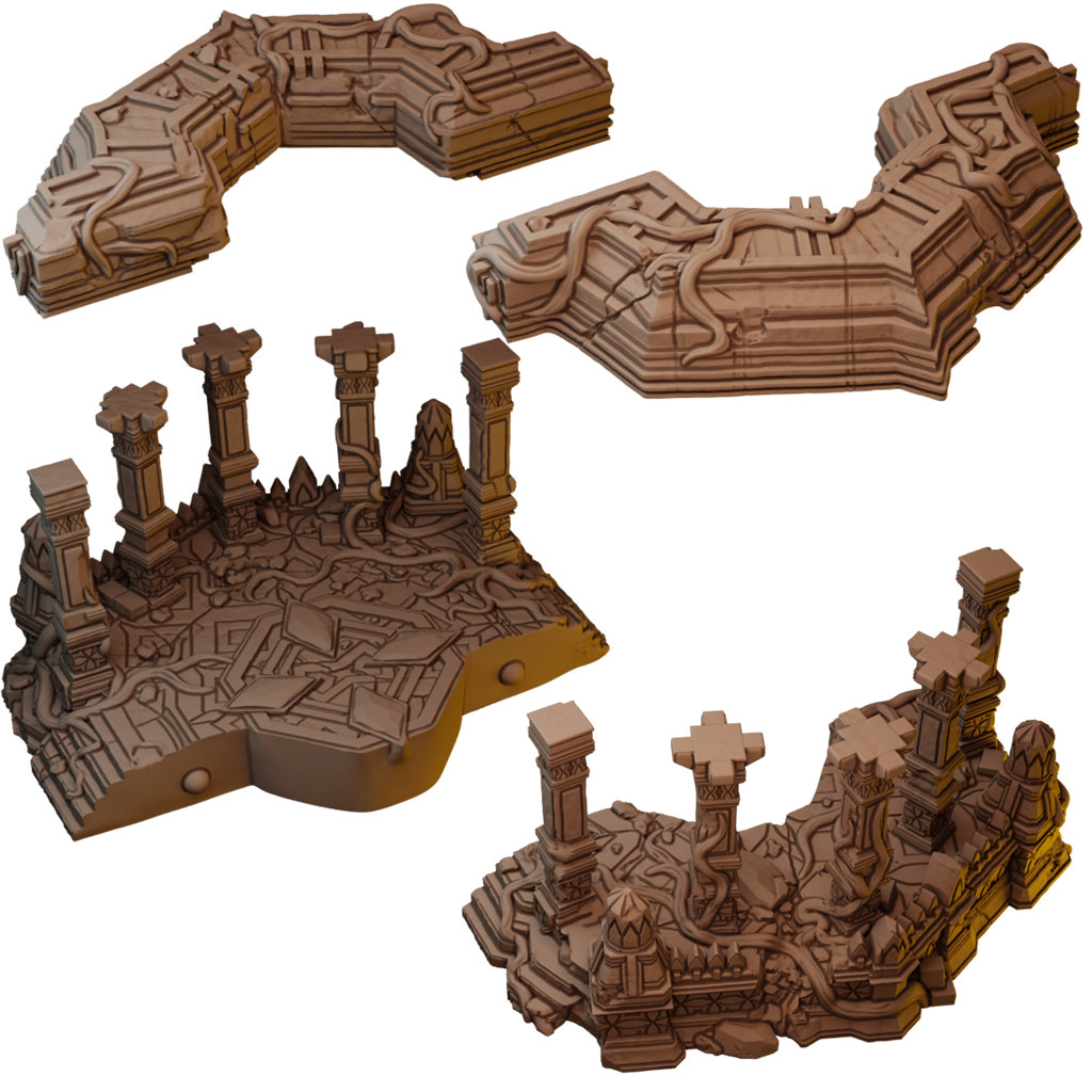 Complete Set Of Jungle Stone Temple Ruins (STL)