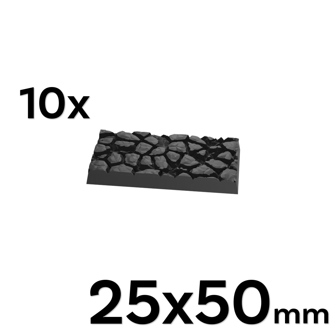 25 x 50mm Cobblestone Square Bases (Set of 10)