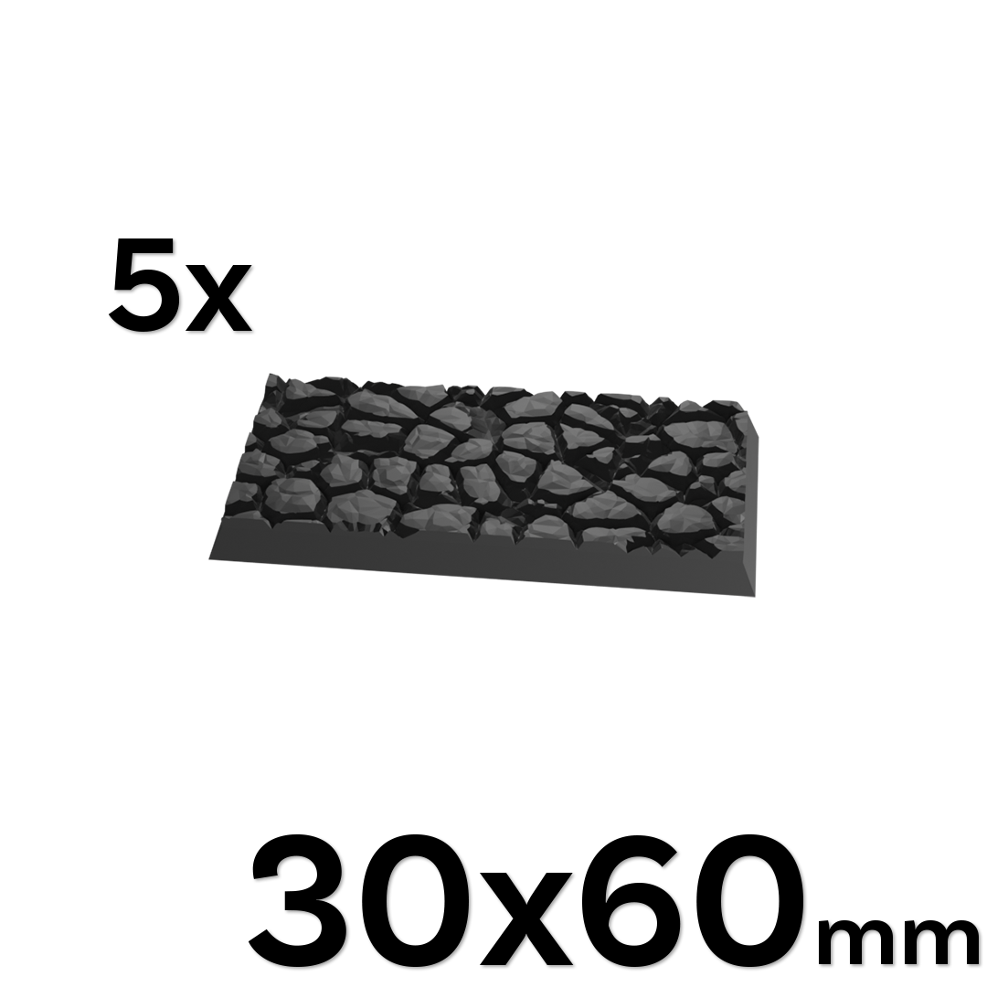 30 x 60mm Cobblestone Square Bases (Set of 5)