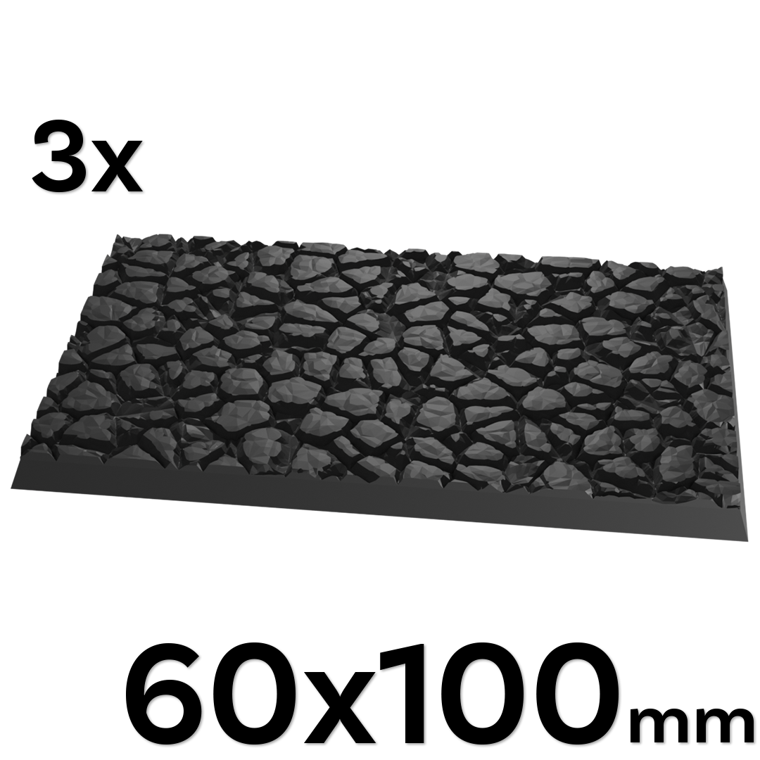 60 x 100mm Cobblestone Square Bases (Set of 3)