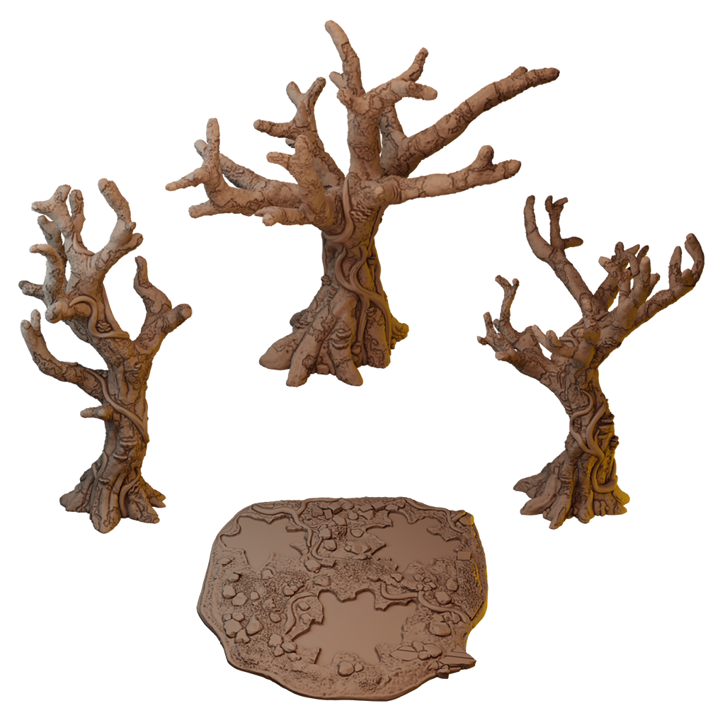 Set of Six Ancient Trees in Jungle Temple Ruins (STL)