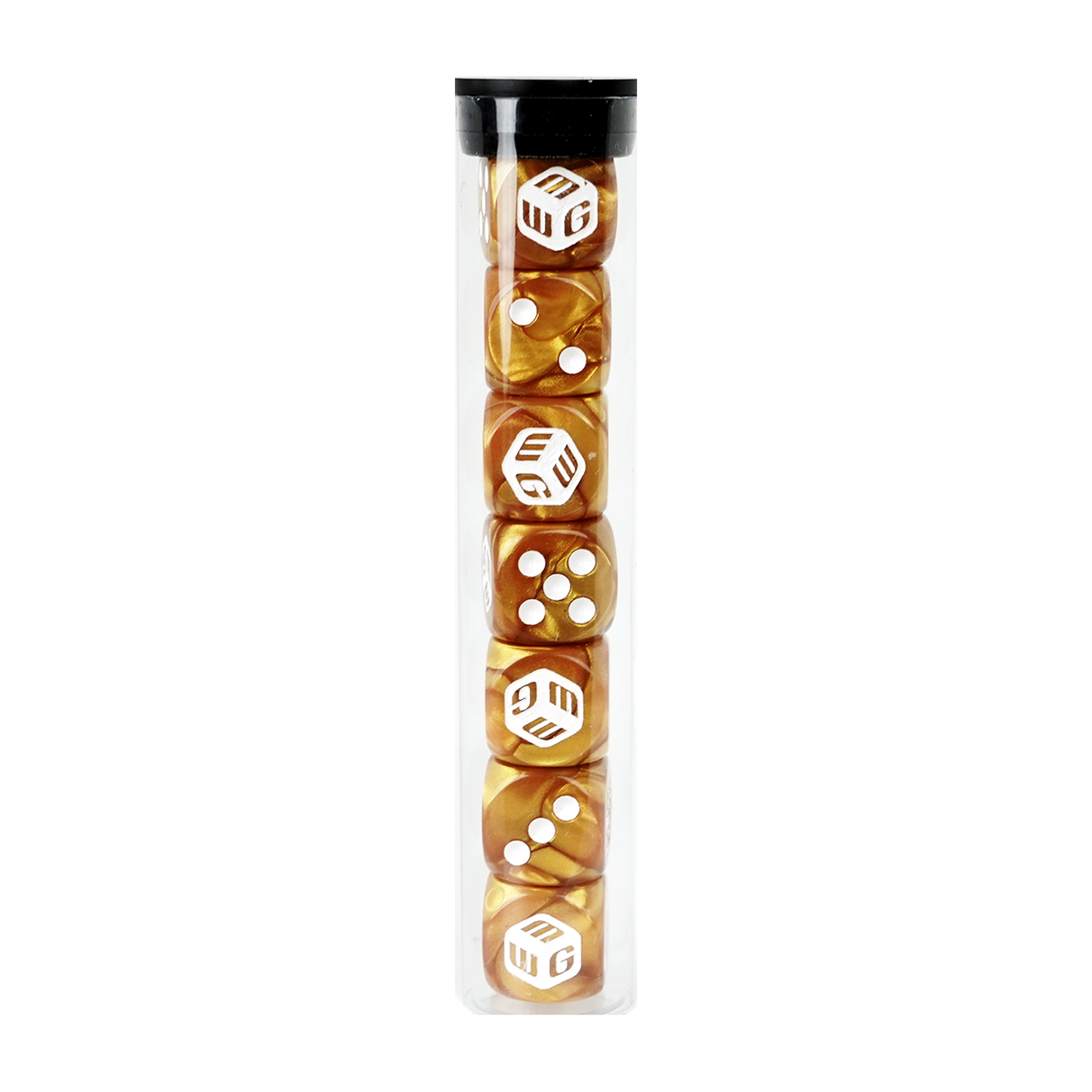 Limited - Gold Marble MiniWarGaming Dice Set - 7 6-Sided Dice (7D6)