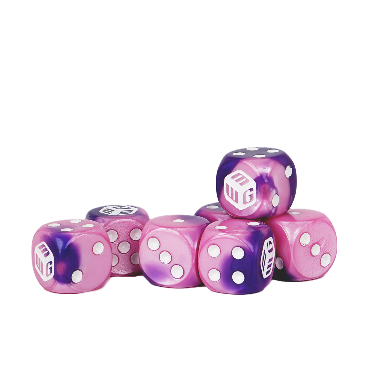 Limited - Purple Pink MiniWarGaming Dice Set - 7 6-Sided Dice (7D6)